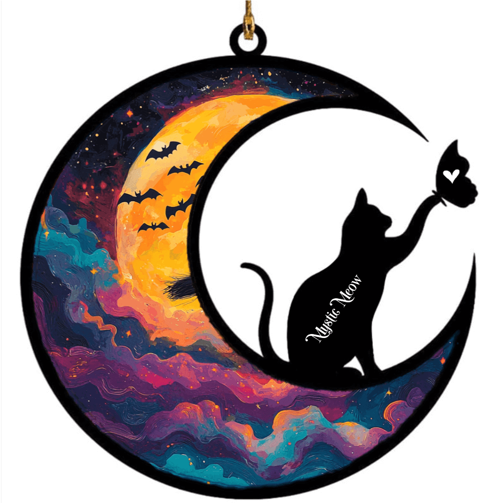 Custom Halloween Cat Ornament - Pet Name Decoration