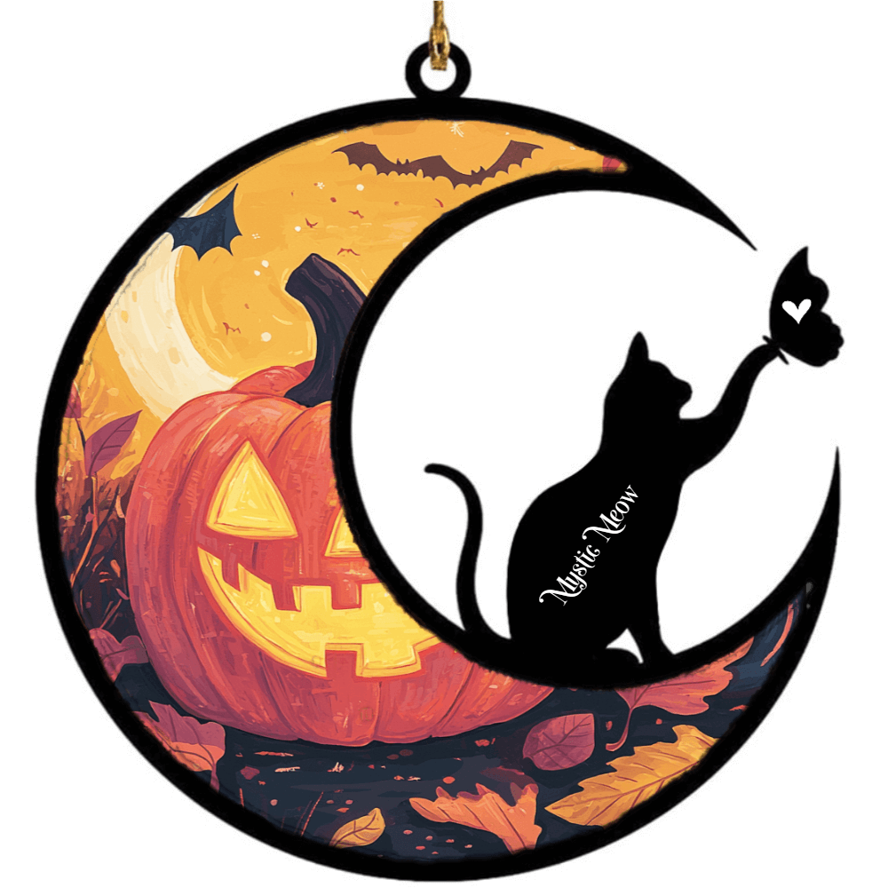 Custom Halloween Cat Ornament - Pet Name Decoration
